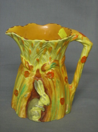 A Burleigh ware pottery jug in the form of Wheatsheaf with rabbit 6"