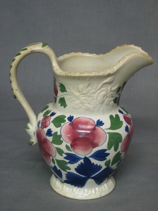 A Victorian Staffordshire jug decorated plums 6 1/2"