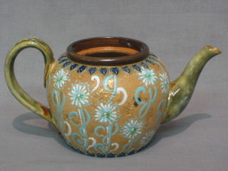 A Royal Doulton salt glazed teapot, the base marked Royal Doulton 6879 5" (no lid) 