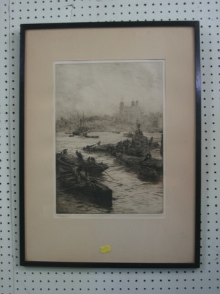 W L Wylie, an etching "The Tower of London" 13" x 9 1/2"