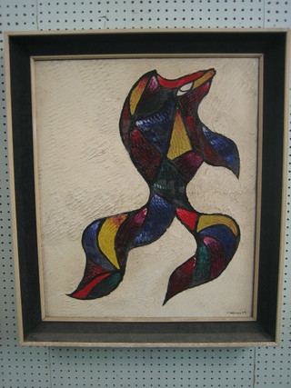 P Holmens, modern art oil on canvas, signed and dated 1959 33" x 19"