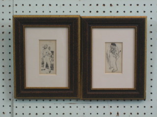 Arthur Ainsley, a pair of pencil drawings "Standing Pipe Smoking Gentleman"