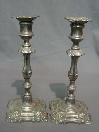 A pair of Rococo style silver plated candlesticks (1f) 10"