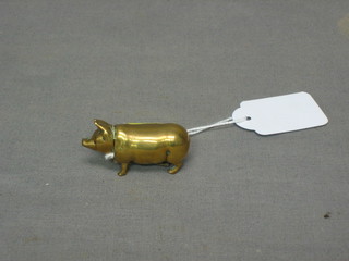 A brass vesta case in the form of a pig 2"