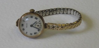 A lady's Rolex wristwatch with enamelled dial and Roman numerals contained in 9ct gold case