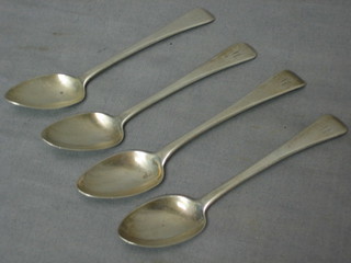 4 various Georgian silver Old English pattern teaspoons 2 ozs
