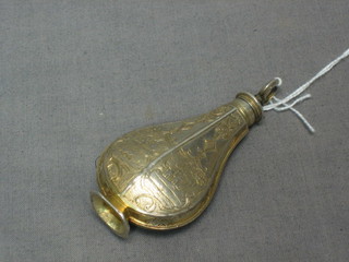 An Antique Continental silver gilt scent bottle with engraved decoration 3"