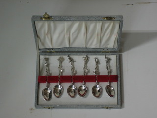 A set of 6 Australian silver plated teaspoons decorated Koala, Kangaroo, Emu etc