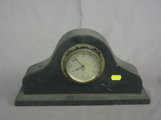 A Smiths 8 day car clock with silvered dial and Arabic numerals