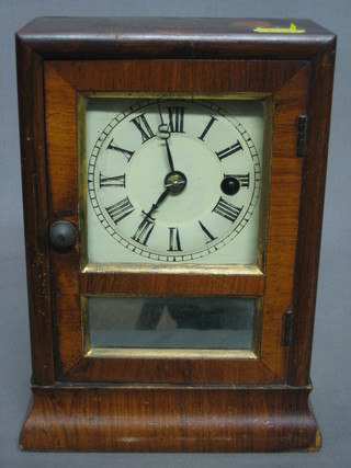 A 19th Century American 8 day shelf clock with square painted dial by Smith Thomas contained in a walnut painted case