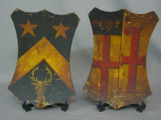4 19th Century painted wooden heraldic shields