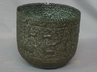A 19th Century Eastern embossed copper jardiniere 7"