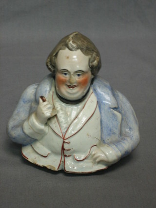 A Victorian pottery tobacco jar lid in the form of a stout gentleman 5" (chipped)