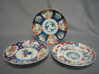 3 circular Imari porcelain plates 9"