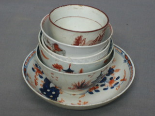 An Imari style tea saucer and 5 various tea bowls (f)