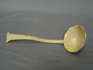 A Creamware soup ladle 10" (some chips to bowl)