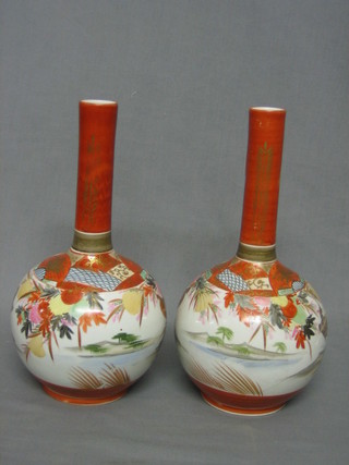 A pair of 19th Century Kutana club shaped specimen vases 12" (1f)