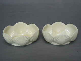 A pair of Victorian oval white glazed Royal Worcester dishes, the bases with green mark and 4 dots, 5"