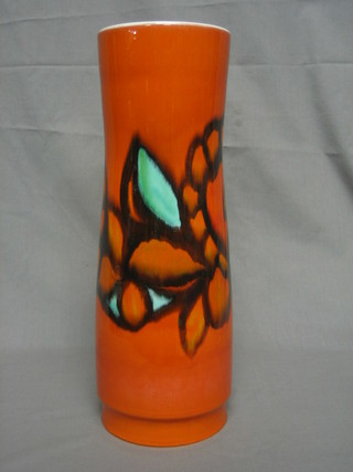 A Poole Pottery Atomic Orange vase of waisted form, base marked AF Poole England H5, (chip to base) 16"
