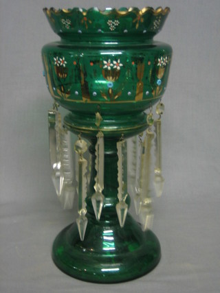 A green glass lustre 14"