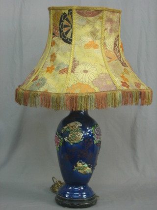 An Oriental style pottery table lamp 17"