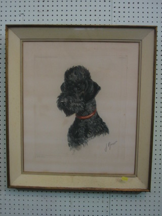 J Rivet, limited edition coloured print "Head and Shoulders Portrait", an artists proof coloured print "Poodle" 15" x 13"