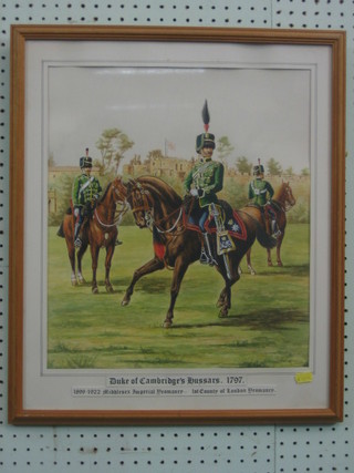 Watercolour "The Duke of Cambridge Husaars in Mounted Review Order" monogrammed CB 73 16" x 14 1/2"