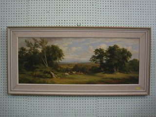T Giles, oil on board "Windsor Great Park" signed and dated 1848 13" x 35"