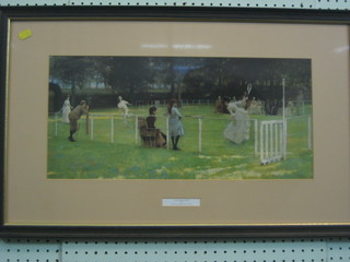 After Sir John Lavery, a coloured print "The Tennis Party" 10" x 20"