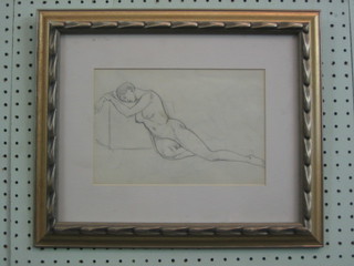 Pencil sketch "Reclining Naked Lady" 6 1/2" x 9 1/2"