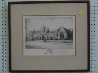 A monochrome etching "Public School" 6 1/2" x 9 1/2"