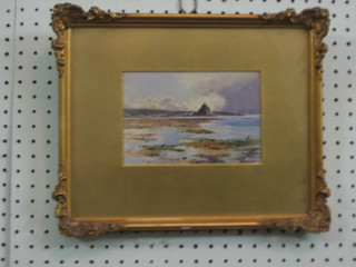 H M Dixon-Cook, watercolour "St Michaels Mount, Cornwall" 5" x 7" (some foxing)