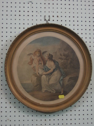 A Bartolozzi print "Cupid and Seated Lady" 11"
