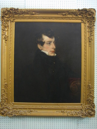 A 19th Century oil on canvas, head and shoulders portrait "Noble Gentleman", relined, label to reverse of frame J R Wildham 1836-1839 29" x 24"