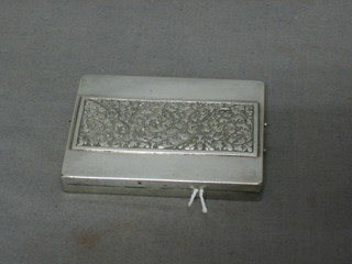 A Continental silver, rectangular compact with hinged lid (no mirror) 2 ozs