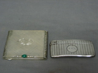 An Edwardian silver card case, Chester 1908, together with a white metal compact with hinged lid
