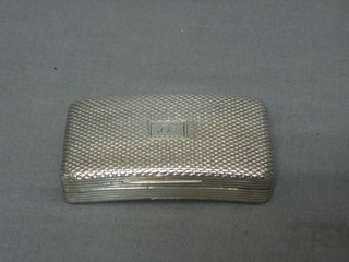 A Continental silver snuff box with engine turned decoration and parcel gilt interior, 2 ozs