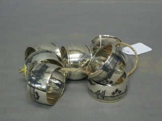3 silver napkin rings and 3 silver Eastern napkin rings, 3 ozs