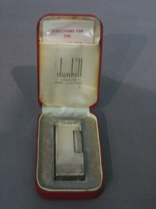 A Dunhill silver plated lighter, patent no. 726982, cased