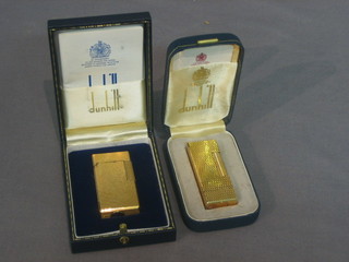 2 gold plated Dunhill lighters, both cased