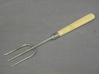 An Edwardian silver bread fork with ivory handle, Sheffield 1902