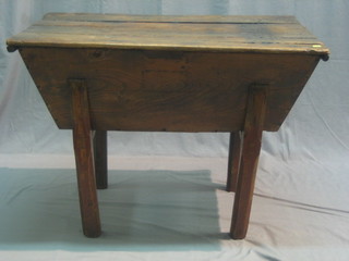 An 18th Century elm dough proving bin, raised on turned supports 38"