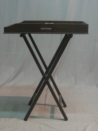 An oak butler's tray complete with folding stand 27"