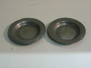 2 circular pewter dishes with London touch mark 4"
