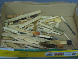 Various ivory newspaper openers and other ivory handled, tools, implements etc