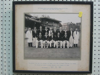 A black and white photograph of The Victorious 1953 England test side 8" x 10" signed by Len Hutton