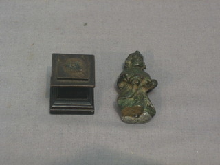 An Eastern bronze figure of a standing girl with basket of fruit 2"