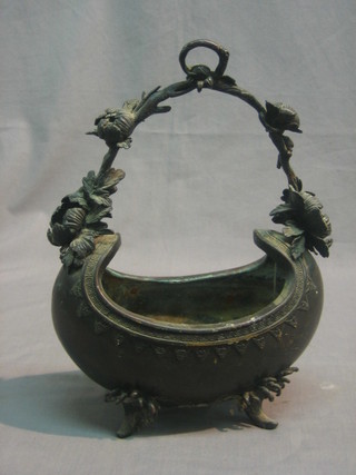 A 19th Century Japanese bronze boat shaped vase 8"