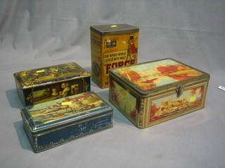 A collection of old biscuit tins