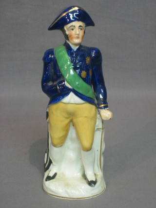A 19th Century Staffordshire figure of a standing sailor - Nelson? (chip to base and crack to leg) 7 1/2"
